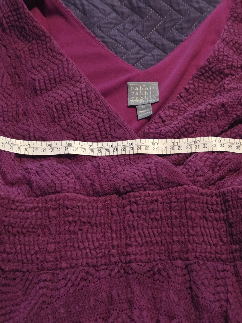 Rabbit Rabbit Rabbit Textured V-Neck Midi Dress in Magenta - Picture 10 of 10